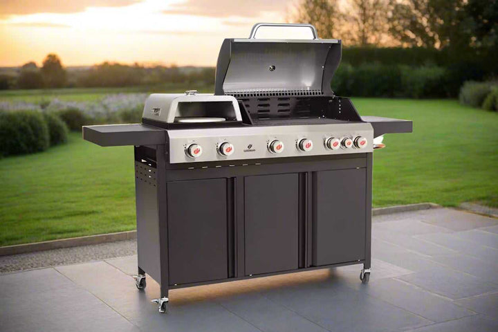 Landmann Caliano 6.1 Cast Iron Gas BBQ with Integrated Pizza Oven 11937 BBQ Pizza Oven Combo July Offers Landmann TechMeOut.ie