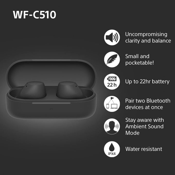 Sony True Wireless Earbuds WF-C510 WFC510BCE7 Earbuds Audio Tech Sony TechMeOut.ie