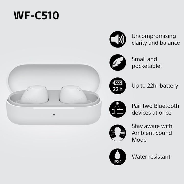 Sony True Wireless Earbuds WF-C510 WFC510BCE7 Earbuds Audio Tech Sony TechMeOut.ie