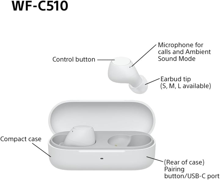 Sony True Wireless Earbuds WF-C510 WFC510BCE7 Earbuds Audio Tech Sony TechMeOut.ie