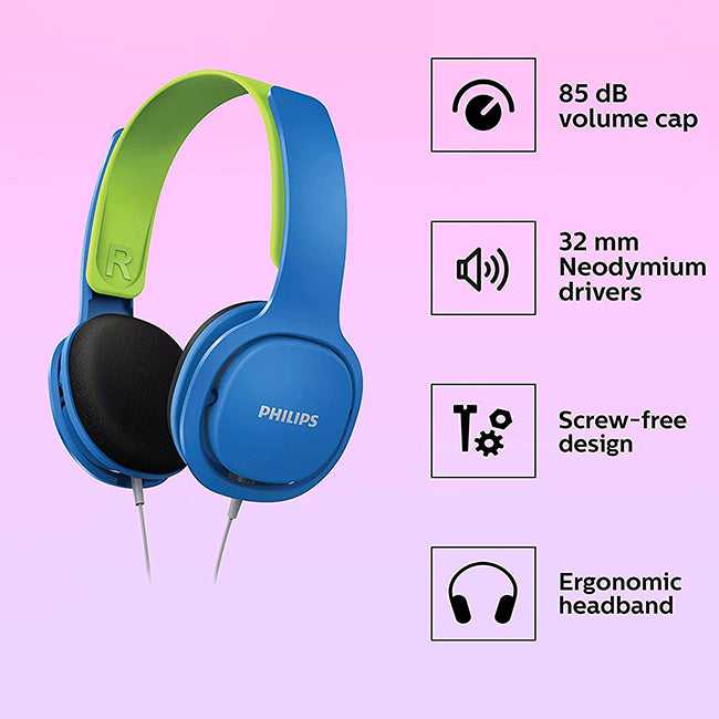Philips SHK2000 Kids Headphones | Blue or Pink SHK2000BL/00 Headphones Audio Tech Philips TechMeOut.ie
