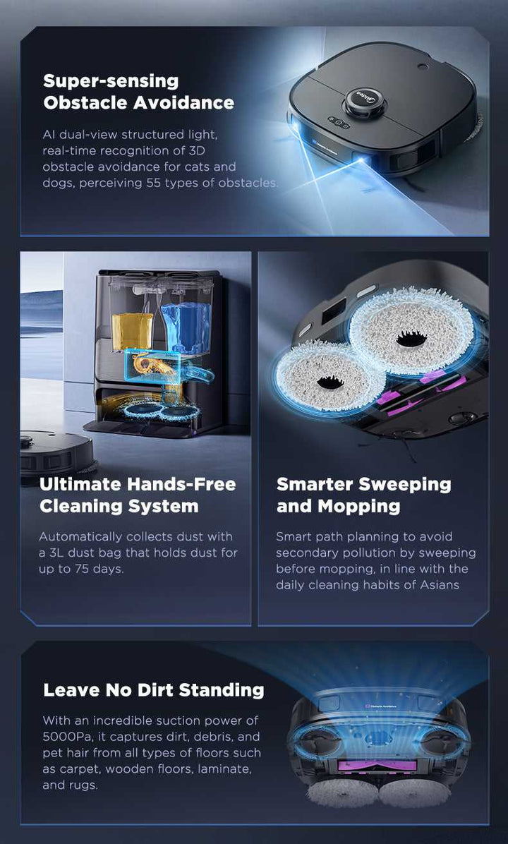Midea V12 Robot Vacuum with Active Floor Washing | Choice of Colours V12Black Robot Vacuum & Mop Floor Tech Midea TechMeOut.ie